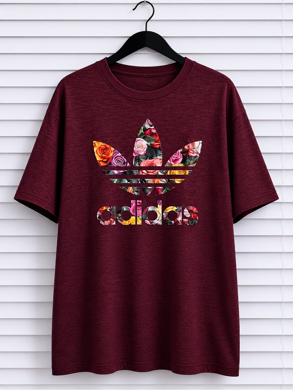 Oversized Floral Tee - Burgundy